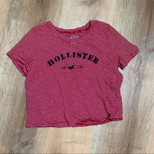 HOLLISTER GRAPHIC STRIPED TEE RED & WHITE